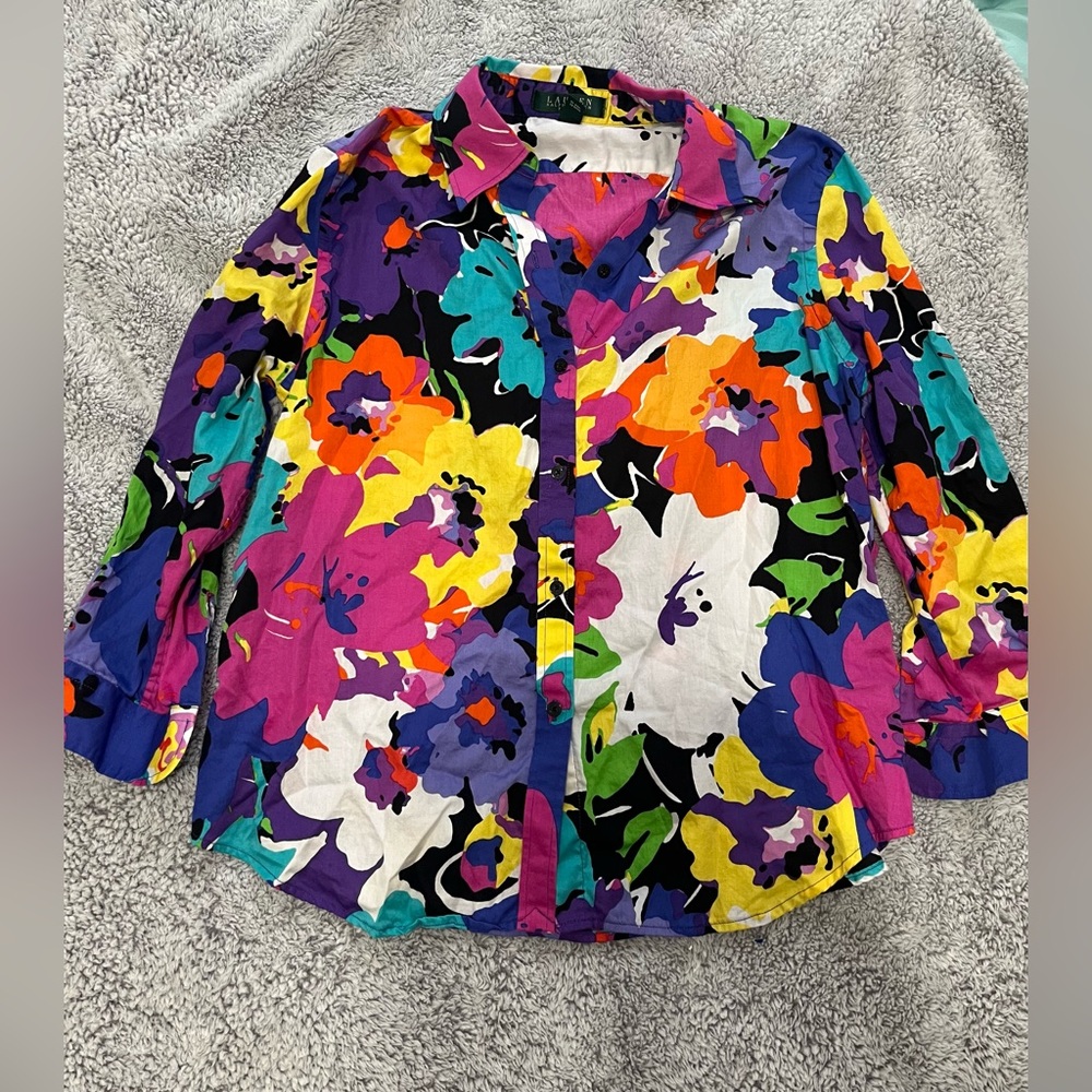 Lauren Ralph Lauren Colorful Floral Button Down Shirt